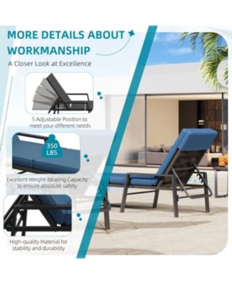 Chaise Lounge Chairs for Outside Set of 2, Adjustable Wicker PE Rattan Patio Pool Recliner Chair with Removable Cushion