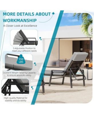 Chaise Lounge Chairs for Outside Set of 2, Adjustable Wicker PE Rattan Patio Pool Recliner Chair with Removable Cushion