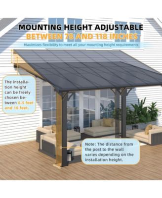 14'x10' Adjustable Height Wall Mounted Outdoor Gazebos Pergola