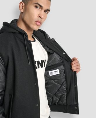 Men's Colorblocked Removable Hood Varsity Jacket