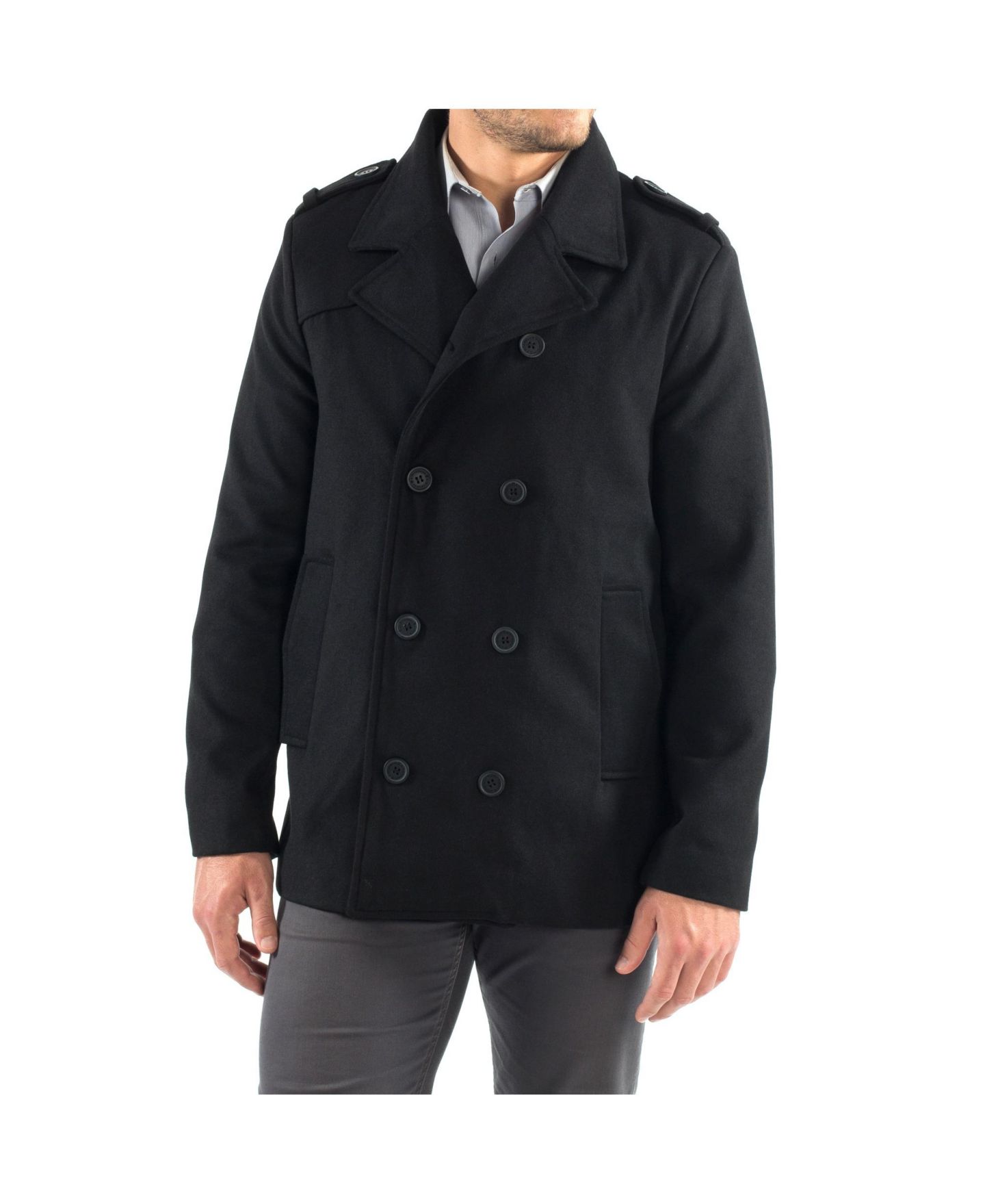 Мужское пальто Alpine Swiss Jake Pea Coat Wool Blend Double Breasted Dress Jacket Peacoat, цвет: Чёрный — фото 18