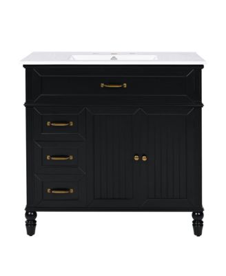 36" Bathroom Vanity with Sink, Cabinet with Drawers and Solid Frame, One Package