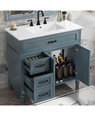 36" Bathroom Vanity with Sink, Cabinet with Drawers and Solid Frame, One Package