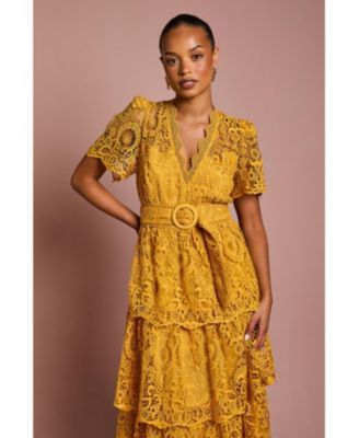 Women's Tiered Lace Midi Dress