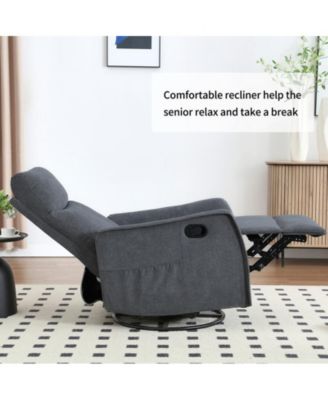 Heat Massage Manual Recliner Chair with Rocker and Swivel in Fabric for Living Room
