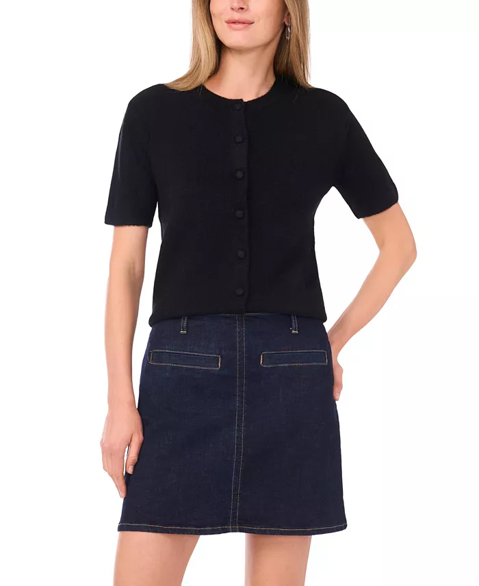 Women's Covered Button Crewneck Cardigan Sweater - thumbnail 9