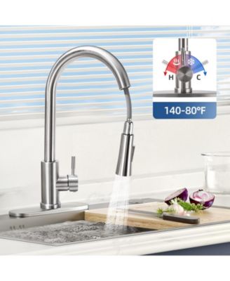 304 Stainless Steel 360° Rotation and Dual Water Modes Pull-Down Kitchen Faucet