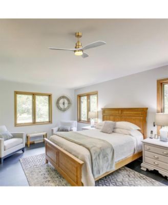 52-inch Modern Minimalist Golden 3 Blades Ceiling Fan with 3 color Dimmable and Memory Function Light and Remote control