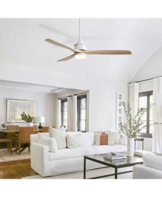 60-inch Modern Minimalist Style White 3-Blade Ceiling Fan with Led Light, Remote Control and Timing Function