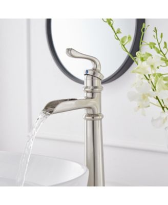 Waterfall Single Hole Single-Handle Vessel Bathroom Faucet With Pop-up Drain Assembly in Polished Chrome