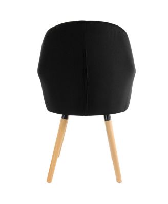 2 Piece Fabric Tufted Chair in Black with Wooden Legs