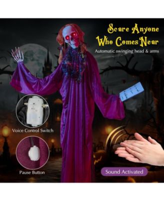 Halloween Animatronic Standing Girl Holding Book 6 FT Haunted House Decoration