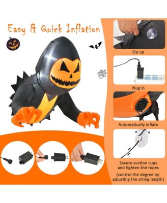 3.3 FT Halloween Inflatable Pumpkin Head Ghost Broke Out from Window