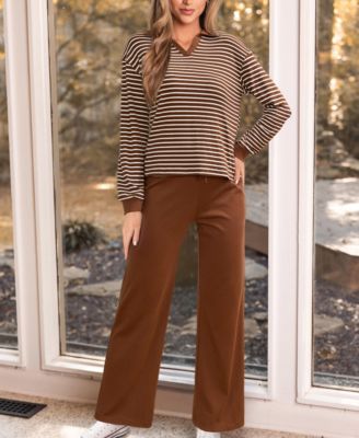 Women's Striped Long Sleeve Matching Set