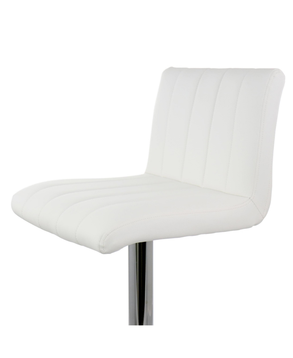 Elama 2 Piece Tufted Faux Leather Adjustable Bar Stool in White with Chromed Base