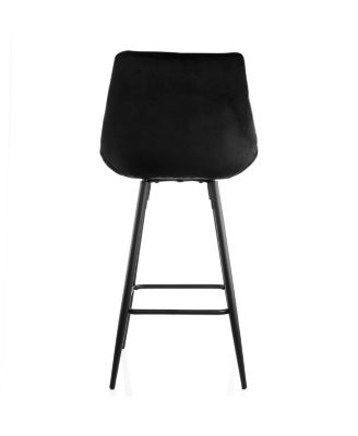 2-Pc. Velvet Tufted Metal-Leg Bar Chairs