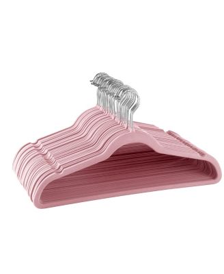 Home Velvet Slim Profile Heavy Duty Felt Hangers with Stainless Steel Swivel Hooks, Set of 30