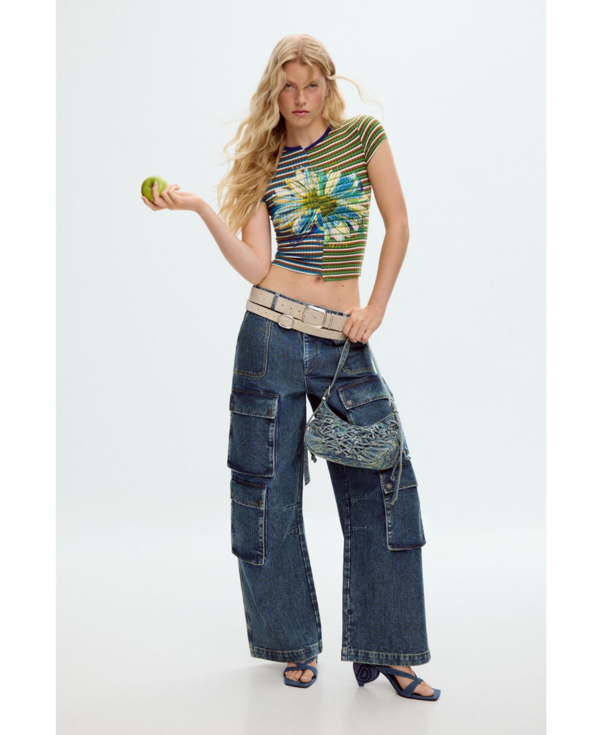 Desigual Women's Striped Daisy T-shirt In Multi