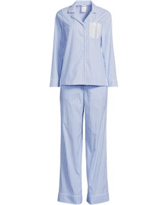 Women's Cotton Poplin 2 Piece Pajama Set - Long Sleeve Top and Pants