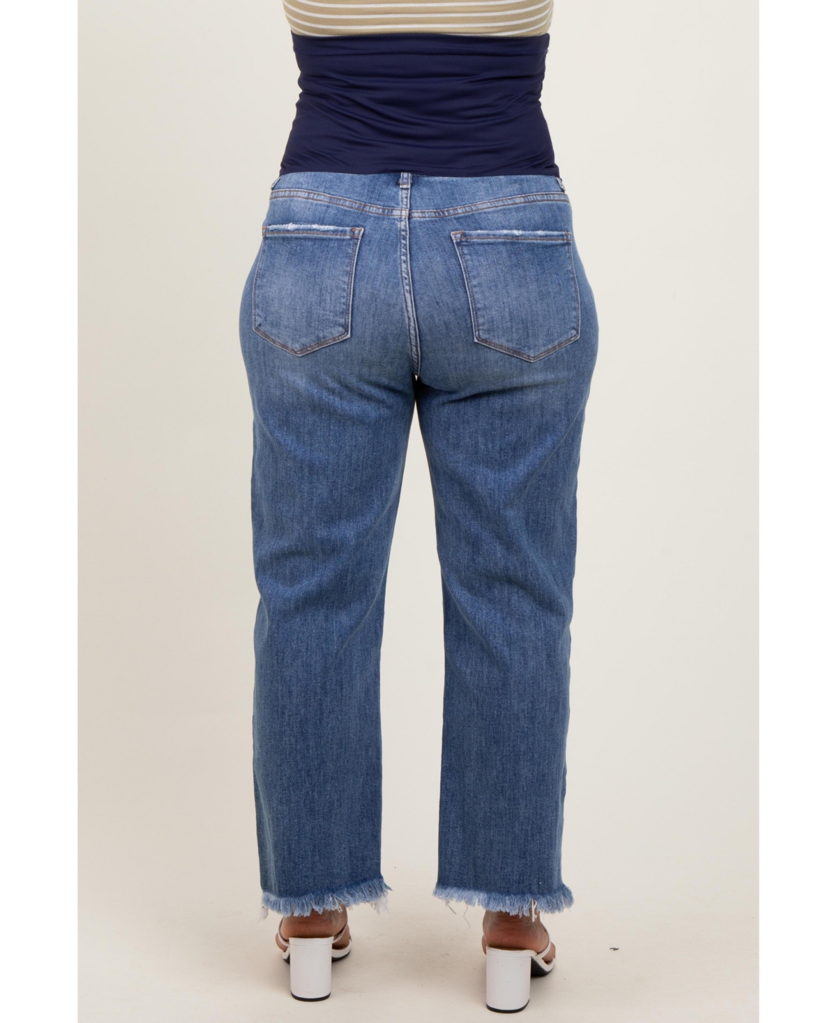 Pinkblush Maternity Blue Distressed Open Knee Relaxed Straight Leg Jeans