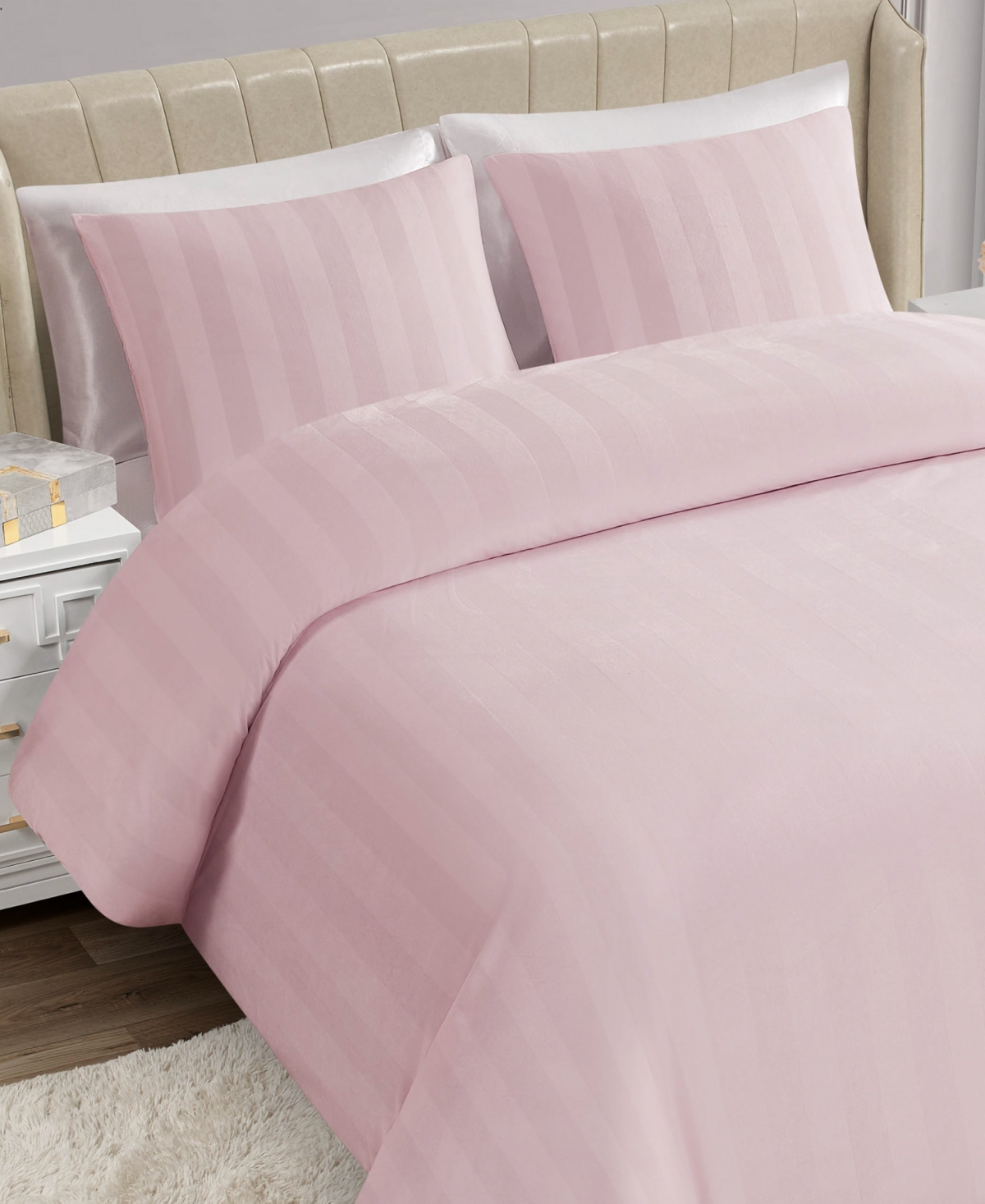 Juicy Couture Jenny Velour Striped Jacquard 2-pc. Comforter Set, Twin/twin Xl In Pink