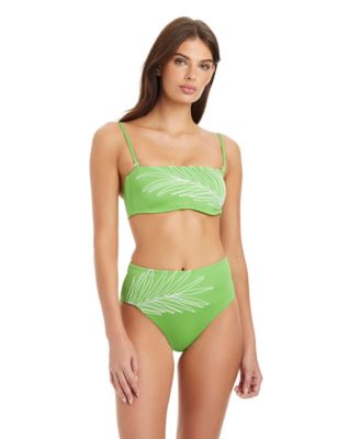 Midnight Breeze Embroidered Bandeau Swim Bra and High Rise Embroidered Swim Briefs