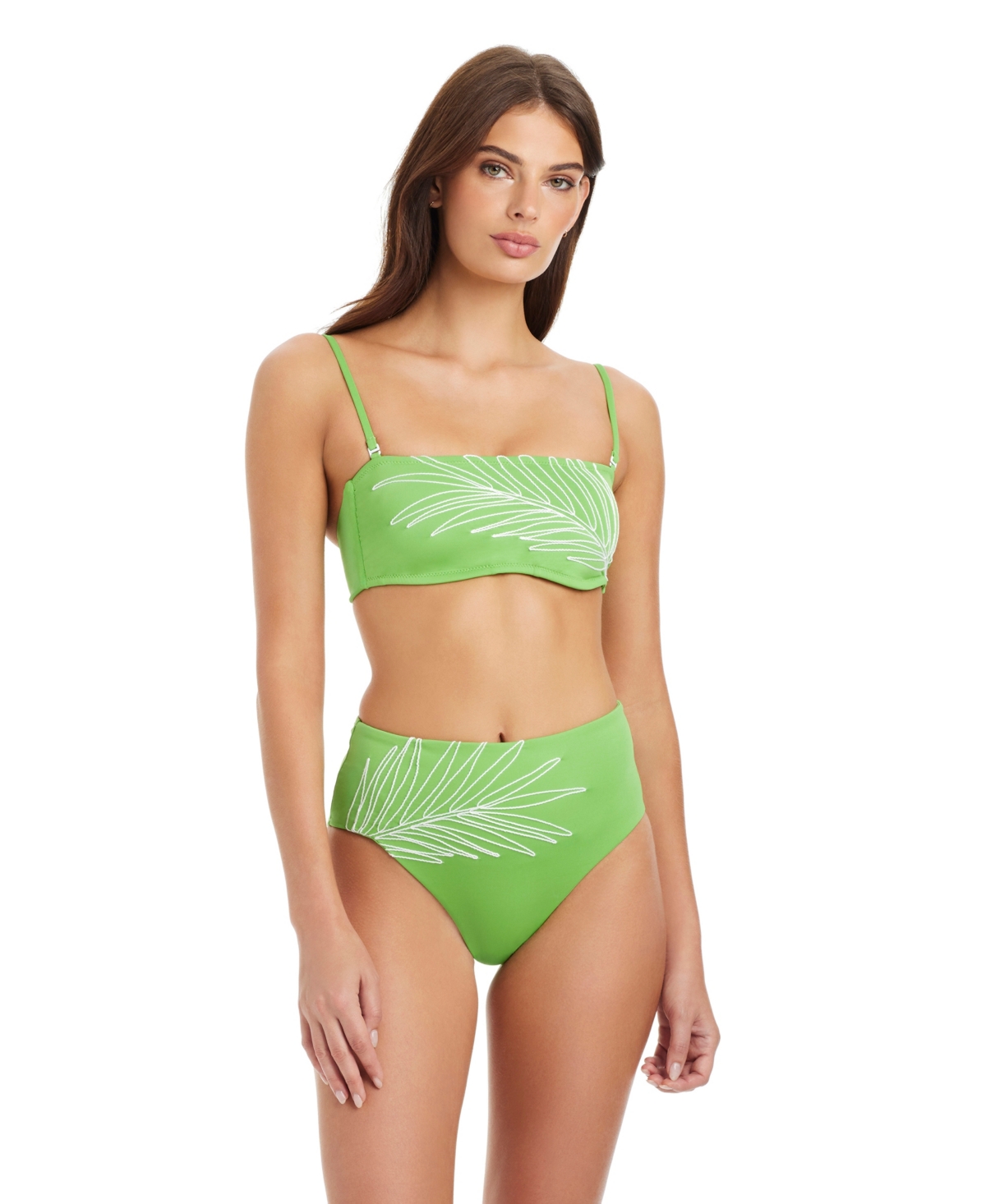 Sanctuary Midnight Breeze Embroidered Bandeau Swim Bra In Green
