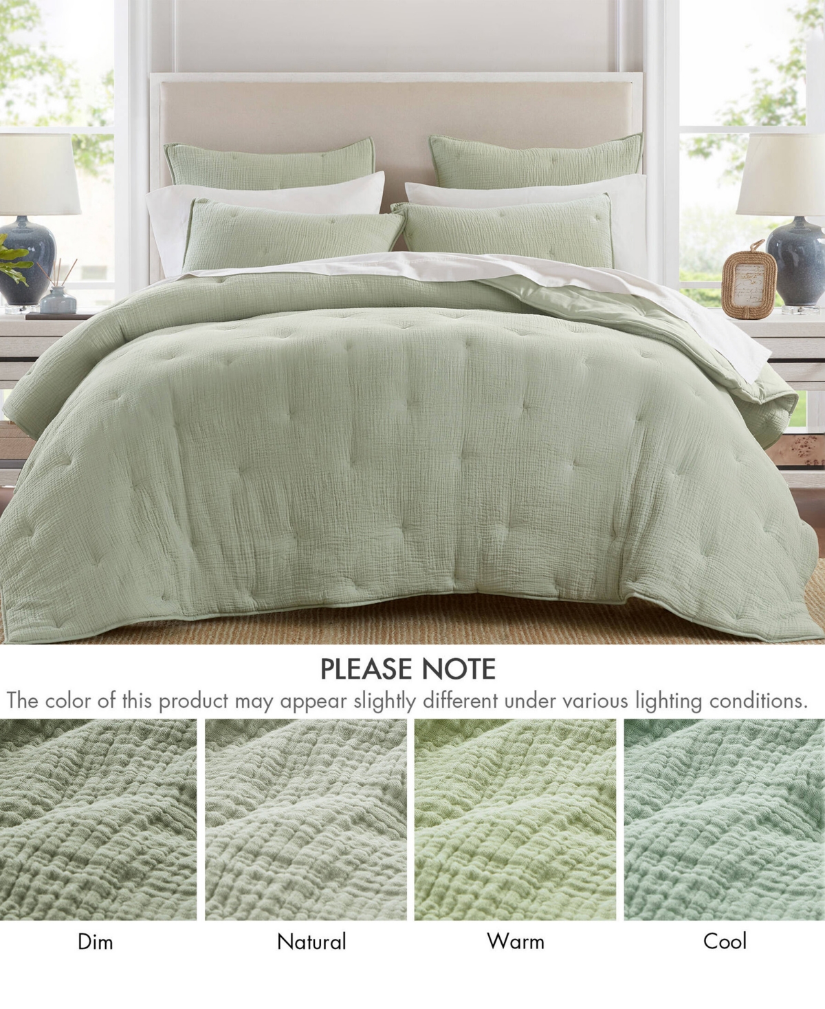 Harbor House Breeze Cotton Embroidered 3-pc. Quilt Set, Full/queen In Green