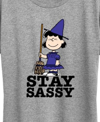 Peanuts Halloween Lucy Witch Sassy Women's Short Sleeve Graphic T-shirts