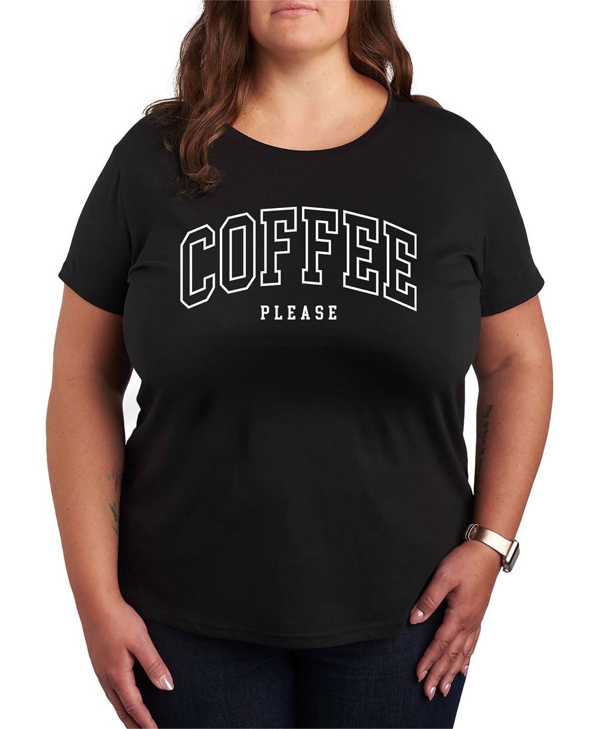 Hybrid Apparel Coffee Please Women's Short Sleeve Graphic T-shirts In Black