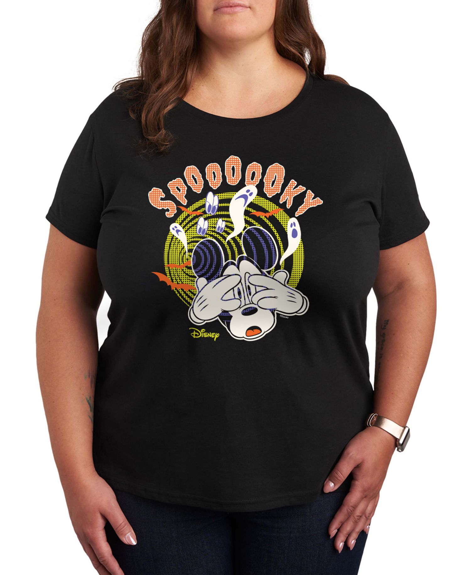 Disney Halloween Mickey Mouse Spooky Women's Short Sleeve Graphic T-shirts