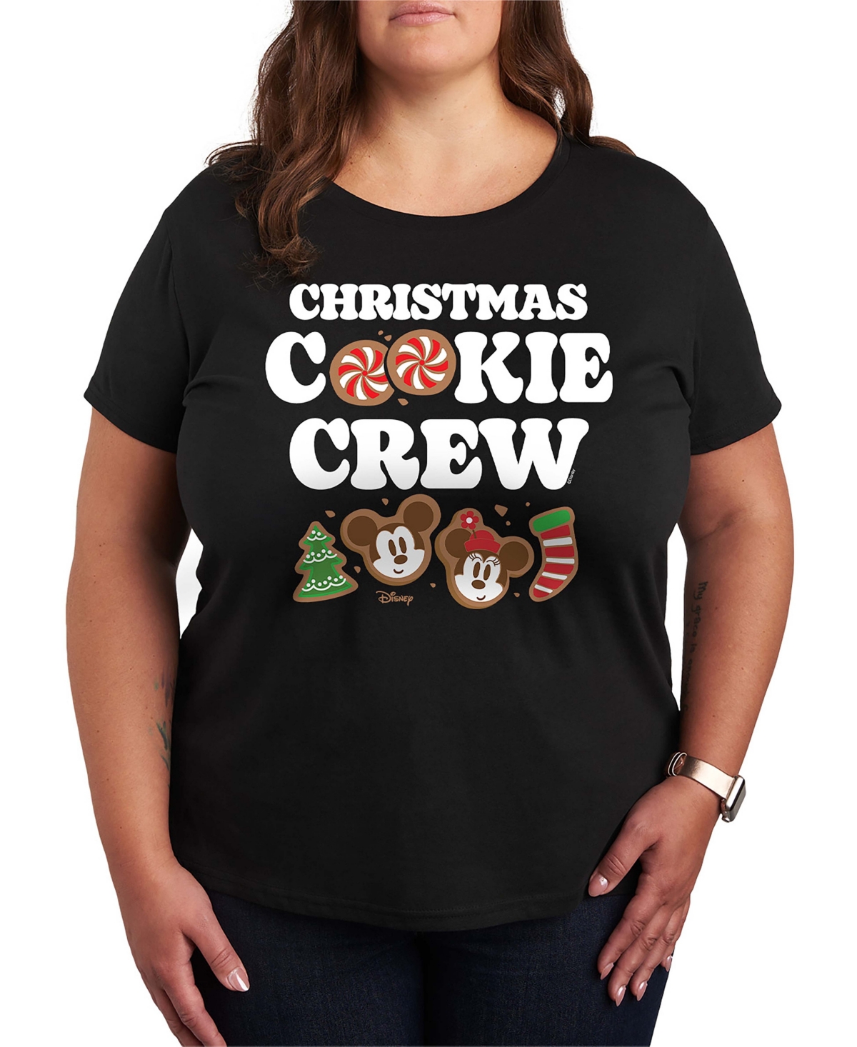 Disney Mickey and Minnie Christmas Cookie Crew Women's Short Sleeve Graphic T-shirts