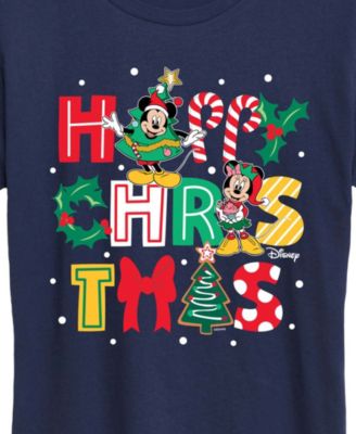 Disney Mickey and Minnie Happy Christmas Women's Short Sleeve Graphic T-shirts