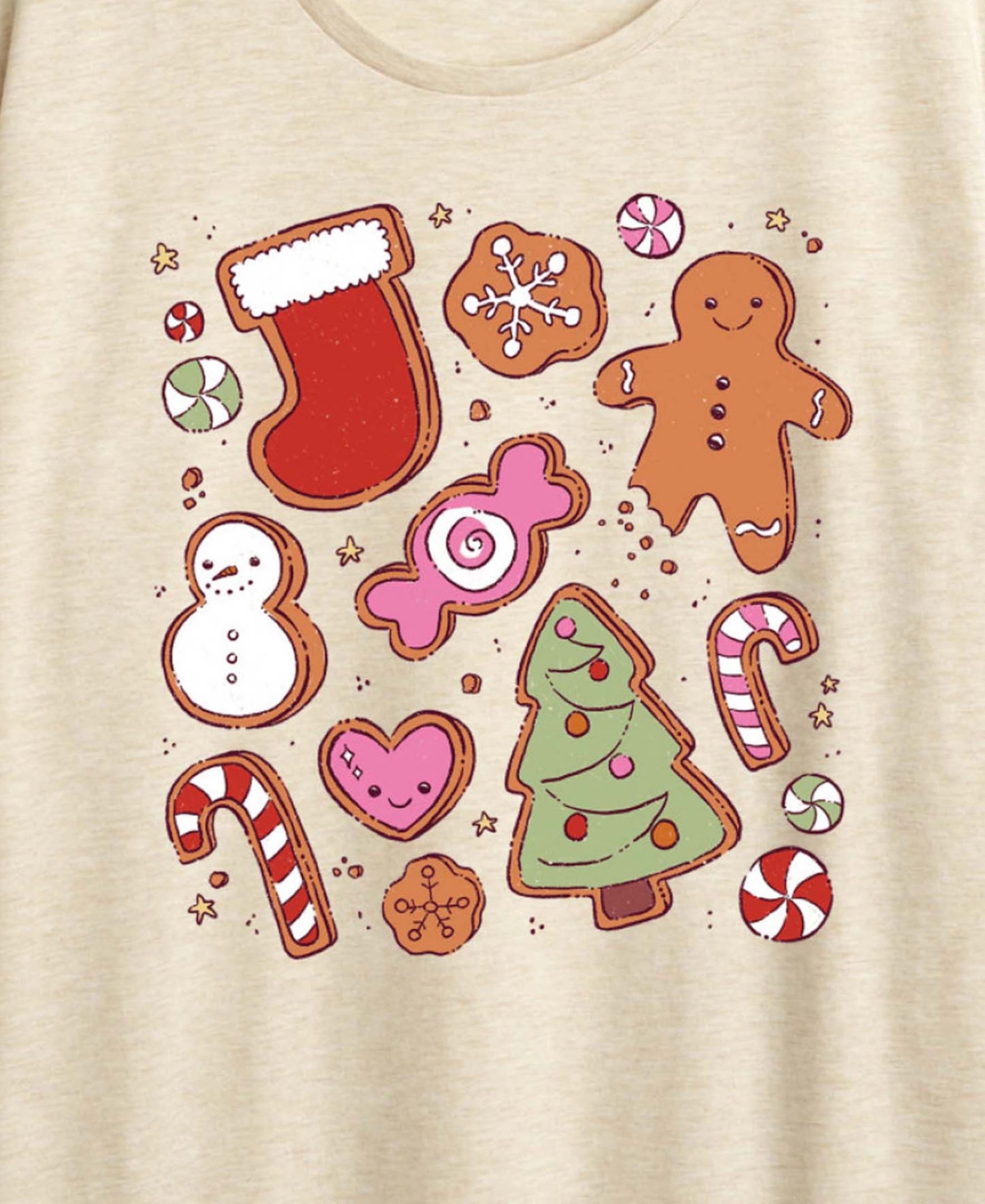 Hybrid Apparel Cute Christmas Cookies Women's Short Sleeve Graphic T-shirts In Neutral