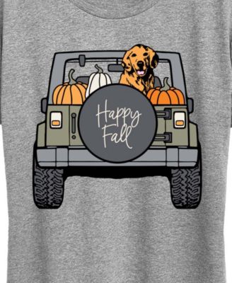 Plus Size Dog in Pumpkin Truck Women's Short Sleeve Graphic T-shirts