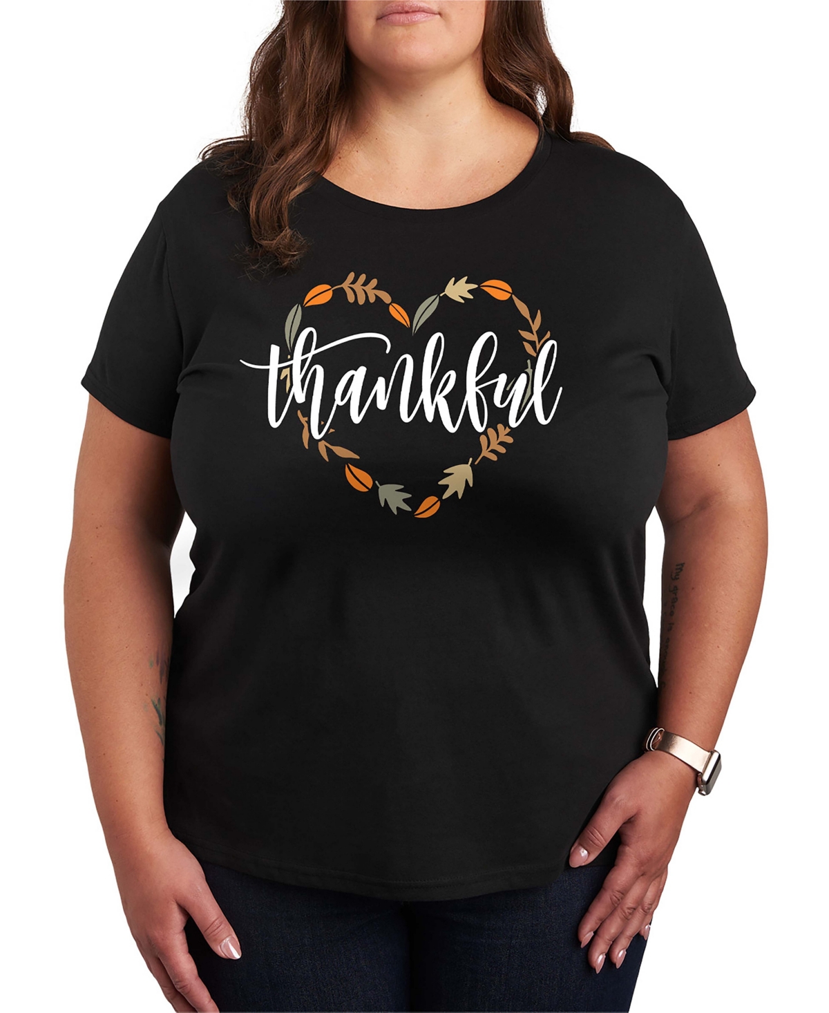 Hybrid Apparel Plus SizeHeart Thankful Women's Short Sleeve Graphic T-shirts