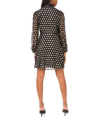 Women's Long Sleeve Printed Button Down Dress