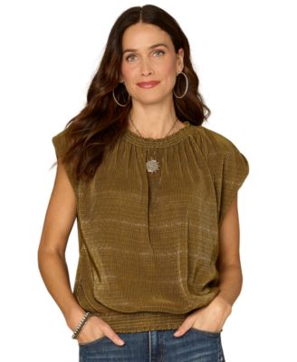 Democracy - Petite Extended Cap Sleeve Crewneck Top