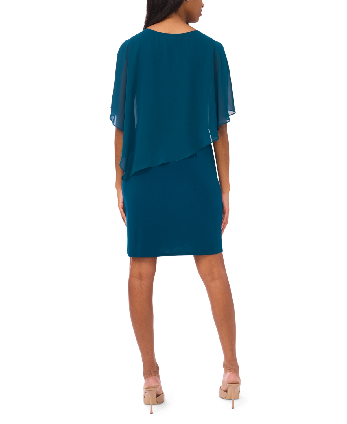 Msk Petite Beaded Motif Overlay Dress