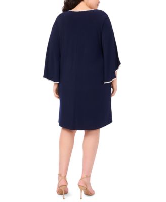 Plus Size V-Neck Cape Sleeve Dress