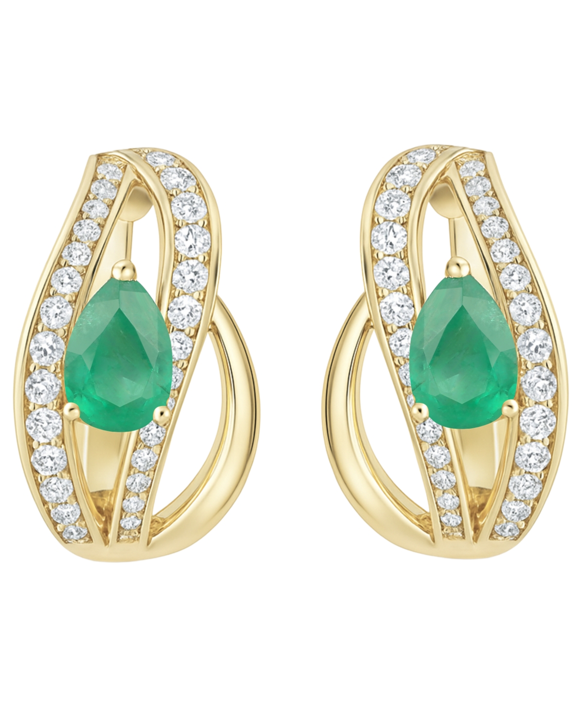 Macy's Emerald (5/8 ct. t.w.) and Diamond (1/3 Drop Earrings 14K Gold (also White Sapphire & Ruby)