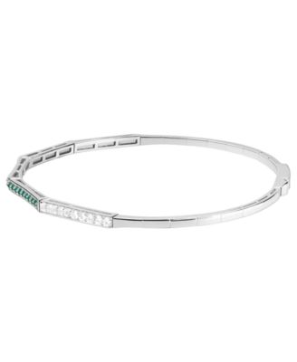 Lab-Grown Emerald (1/3 ct. t.w.) and Lab-Grown White Sapphire (1/3 ct. t.w.) Bangle in Sterling Silver