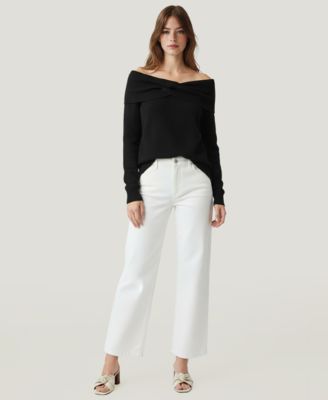 NAADAM - Women's Twist Front Off The Shoulder Cashmere Sweater