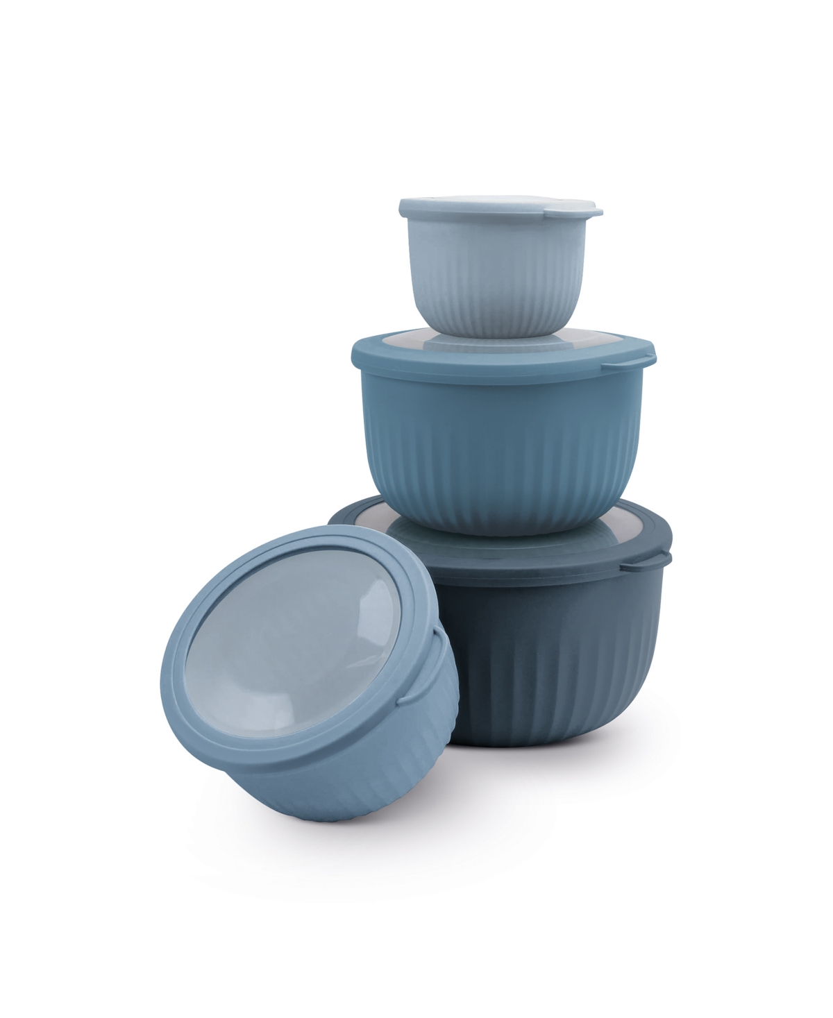 Art & Cook 8-pc. Round Nesting Bowls Set With Lids In Blue