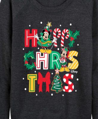 Plus Size Disney Mickey and Minnie Happy Christmas French Terry Long Sleeve T-Shirt