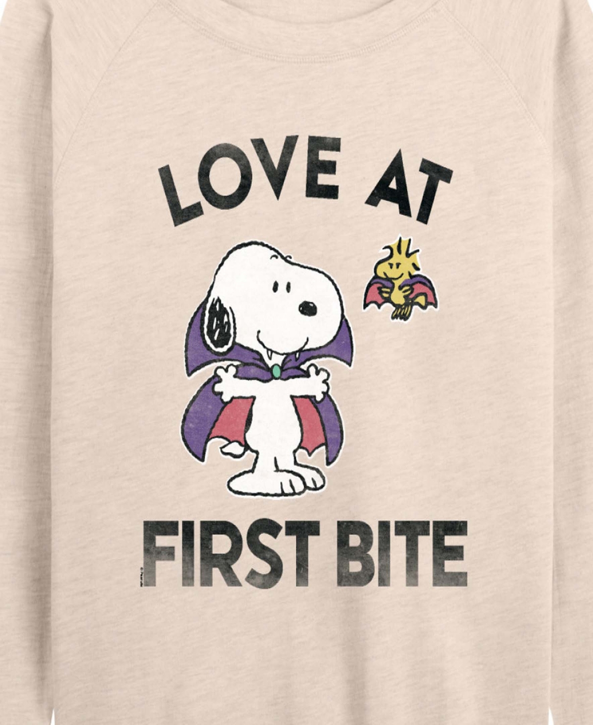 Hybrid Apparel Halloween Woodstock And Snoopy Vampires Women's French Terry Long Sleeve Shirt In Multi