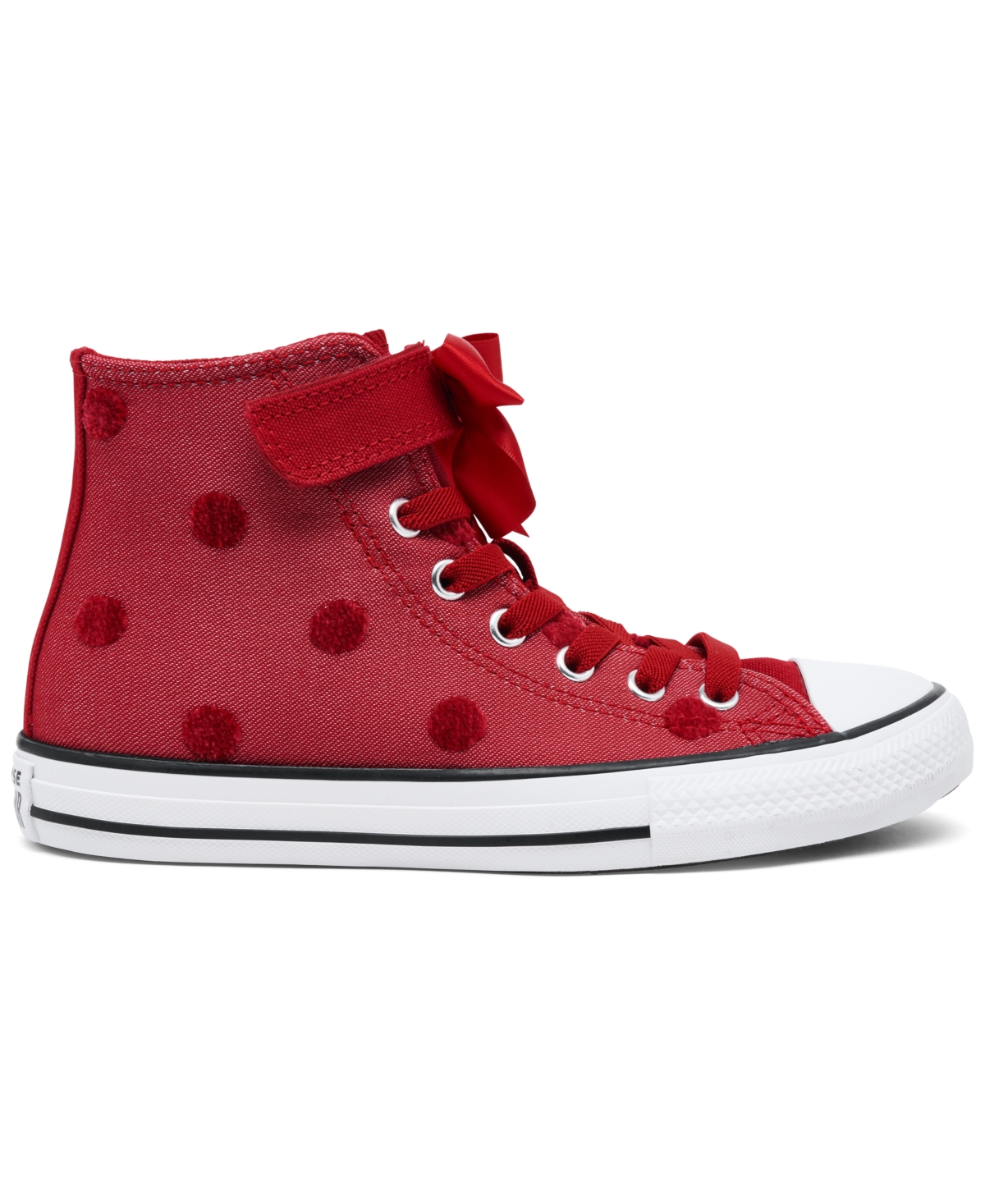 Converse Little Girls Chuck Taylor All Star Bows High Top Fastening Strap Casual Sneakers From Finish Line In Red