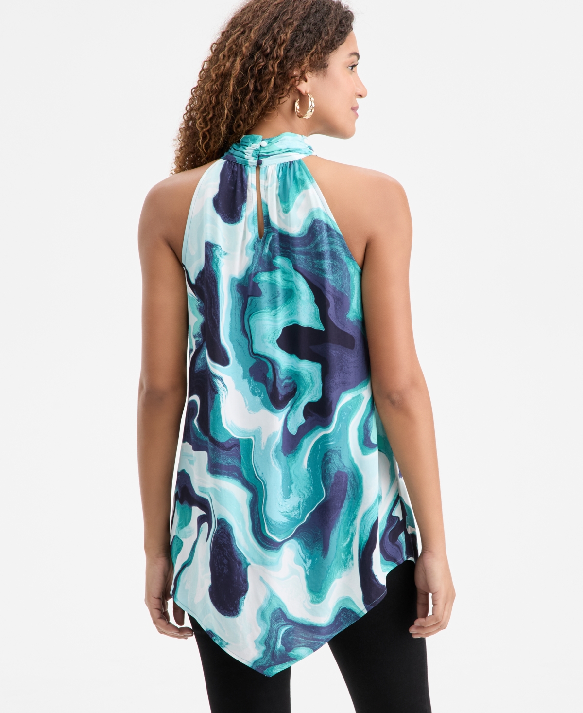 Inc International Concepts Women's Printed Point-hem Halter Top, Macy's Exclusive In Multi