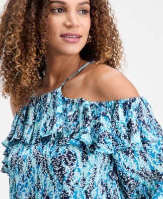 Women's Printed Cold-Shoulder Top, Macy's Exclusive