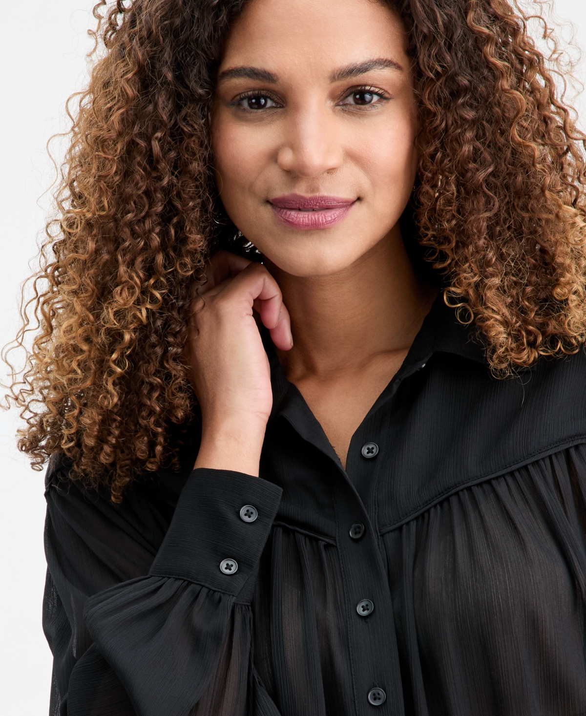 I.n.c. International Concepts Women's Crinkle Chiffon Tie-Hem Blouse, Macy's Exclusive